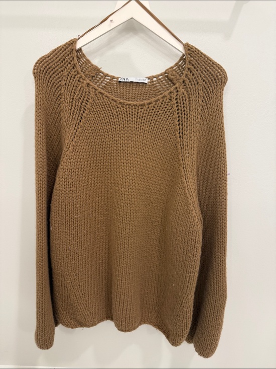 Zara Sweaters - Zara Chunky Crewneck Sweater in Camel Brown
